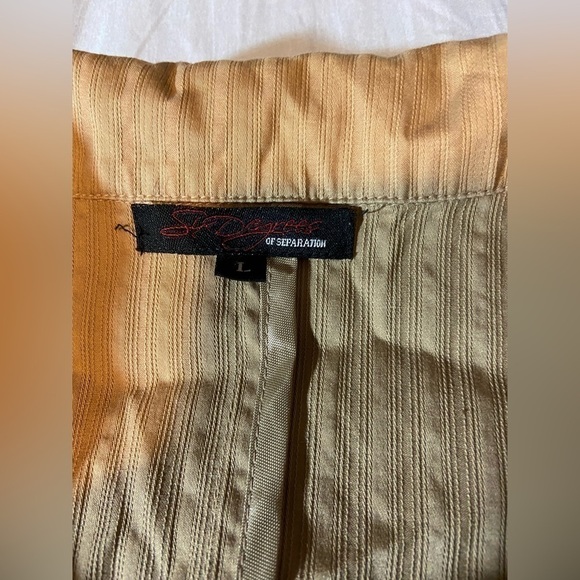 Six Degrees Of Separation Tan Blazer Blouse Button Up Ruffle Back Rough Hem Larg - Picture 5 of 7